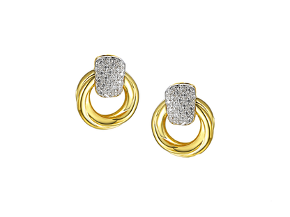 9ct Yellow Gold Pavé Diamond Rope Stud Earrings