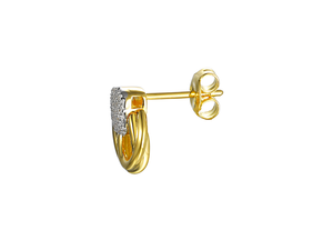9ct Yellow Gold Pavé Diamond Rope Stud Earrings