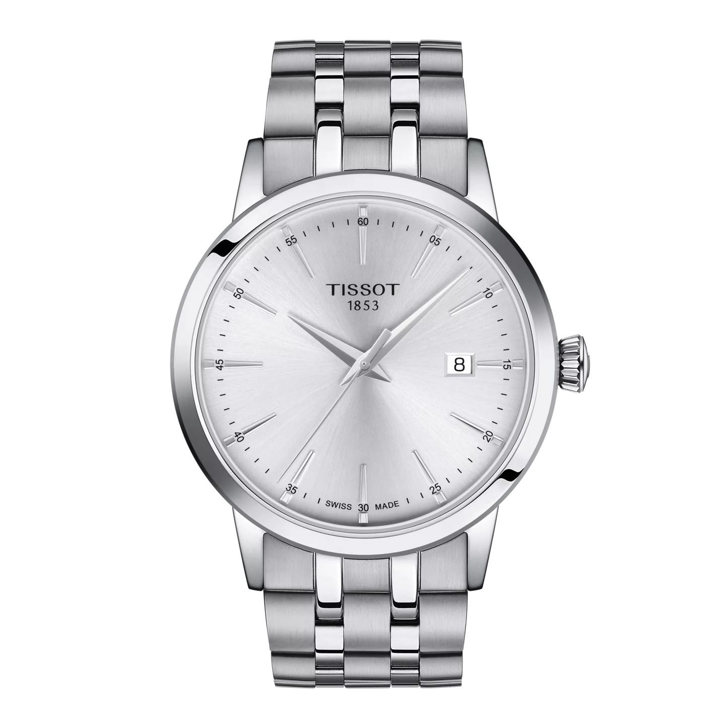 Tissot 42mm Silver Tone Classic Dream, Silver & Date Dial, Gents Bracelet Watch