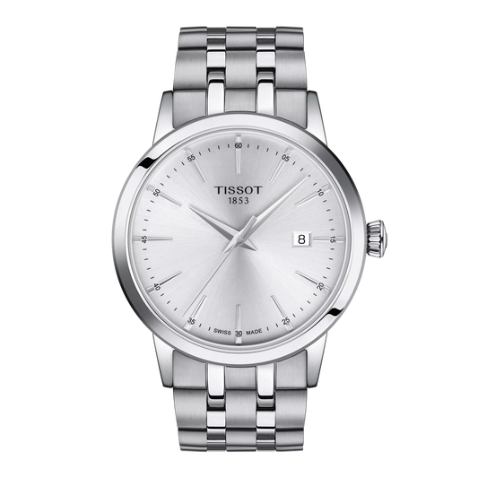 Tissot 42mm Silver Tone Classic Dream, Silver & Date Dial, Gents Bracelet Watch