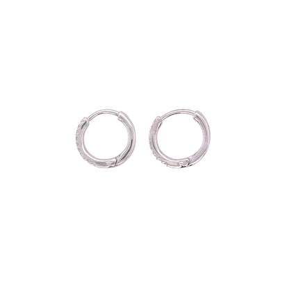 9ct White Gold Diamond Hoop Earrings Small