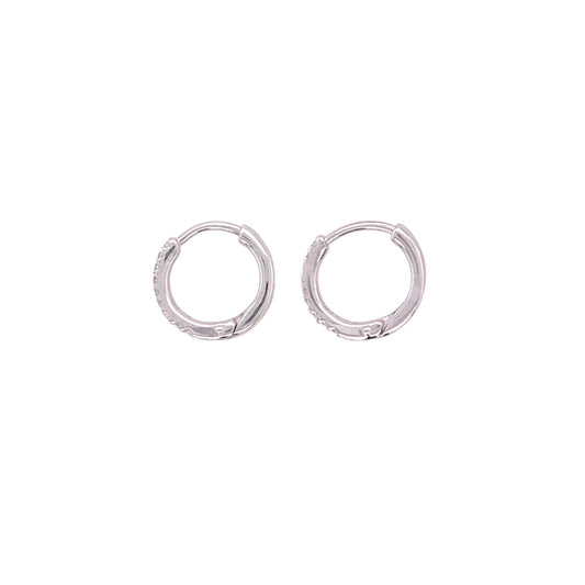 9ct White Gold Diamond Hoop Earrings Small