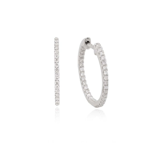9ct White Gold Diamond Hoop Earrings, 0.40ct