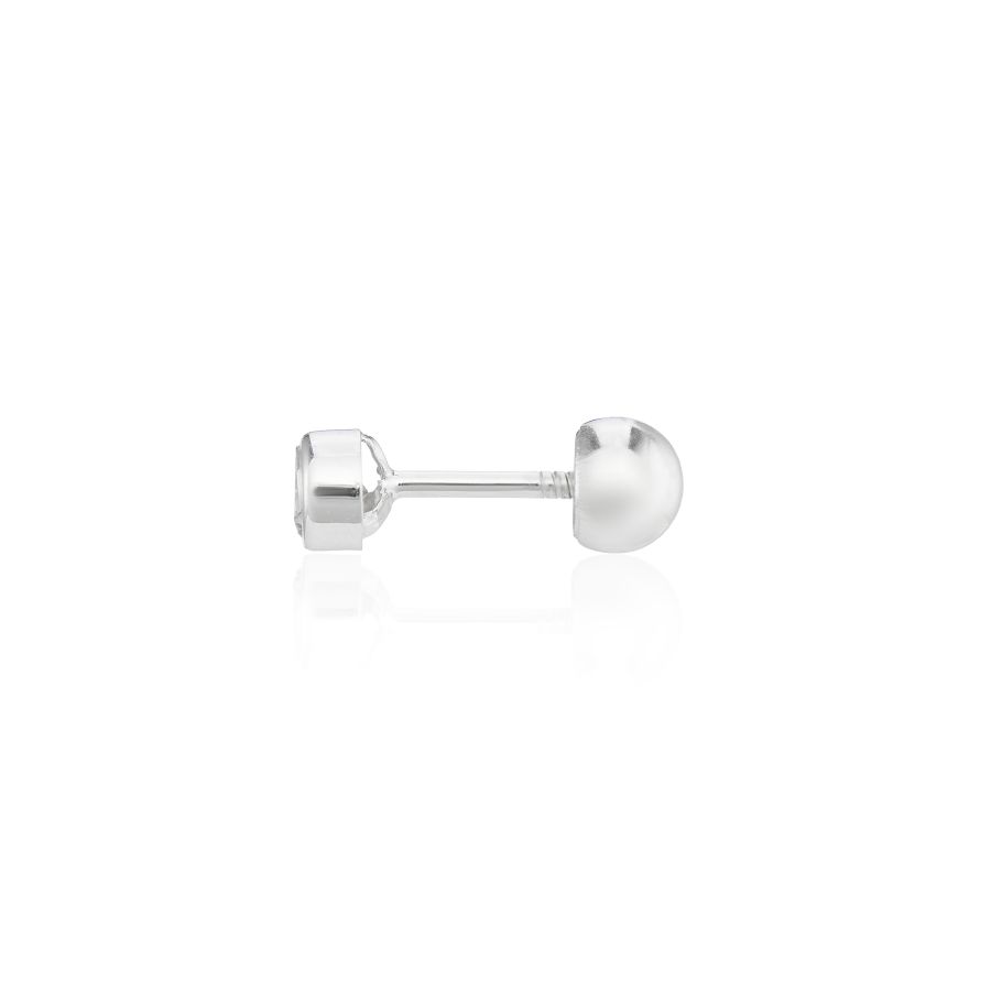 9ct White Gold CZ Single Stud Earring