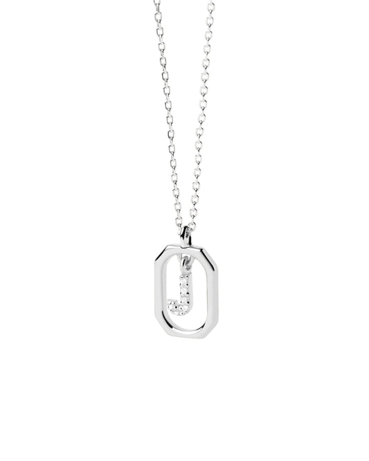 PDPAOLA Sterling Silver CZ Mini 'J' Initial Necklace