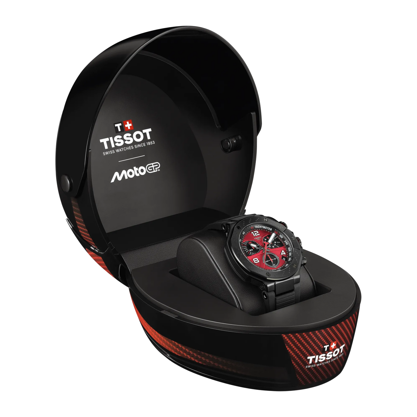 Tissot 45mm Limited Edition, T-Race MotoGP 2026, Red Dial & Date Window, Black Techymeter Chronograph, Gents Bracelet Watch