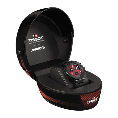 Tissot 45mm Limited Edition, T-Race MotoGP 2026, Red Dial & Date Window, Black Techymeter Chronograph, Gents Bracelet Watch