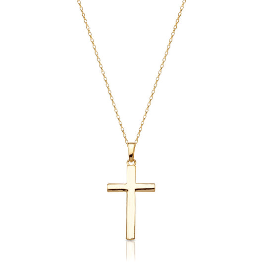 9ct Yellow Gold Cross Pendant Necklace