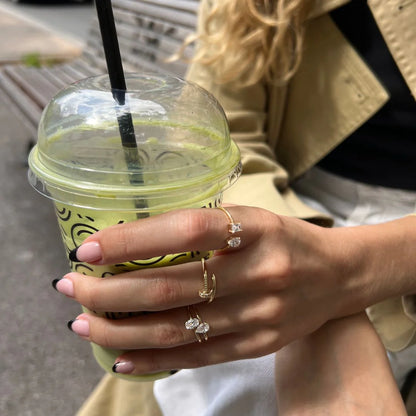 9ct Yellow Gold & Cubic Zirconia Nail Ring