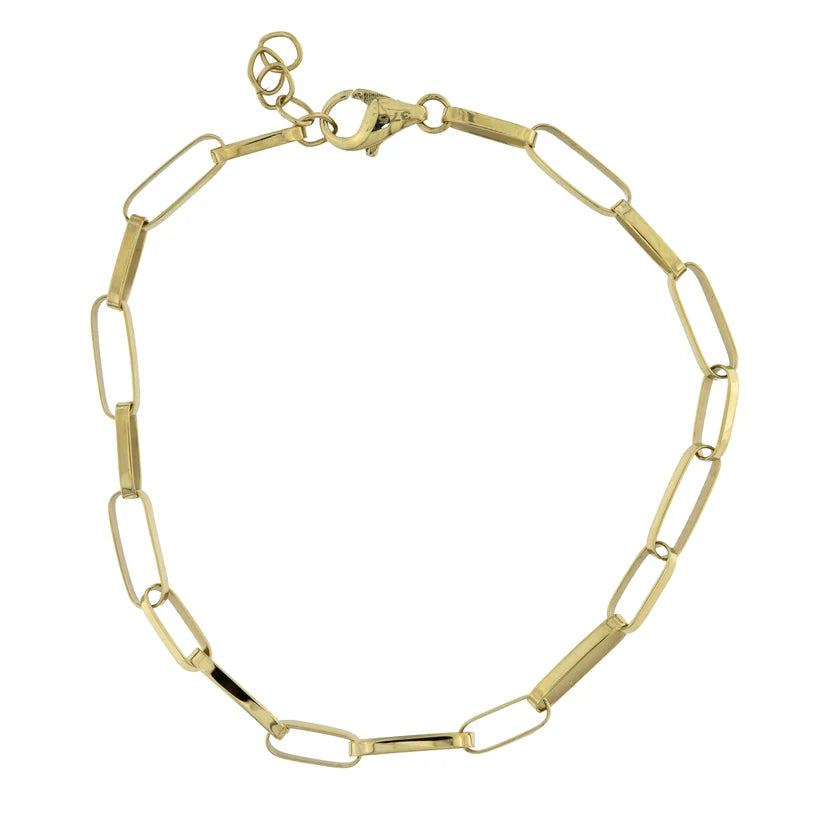 9ct Yellow Gold Paper Clip Link Bracelet