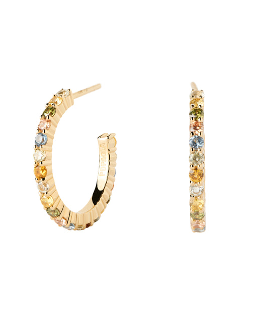 PDPAOLA Yellow Gold Coloured CZ Claw Hoop Earrings