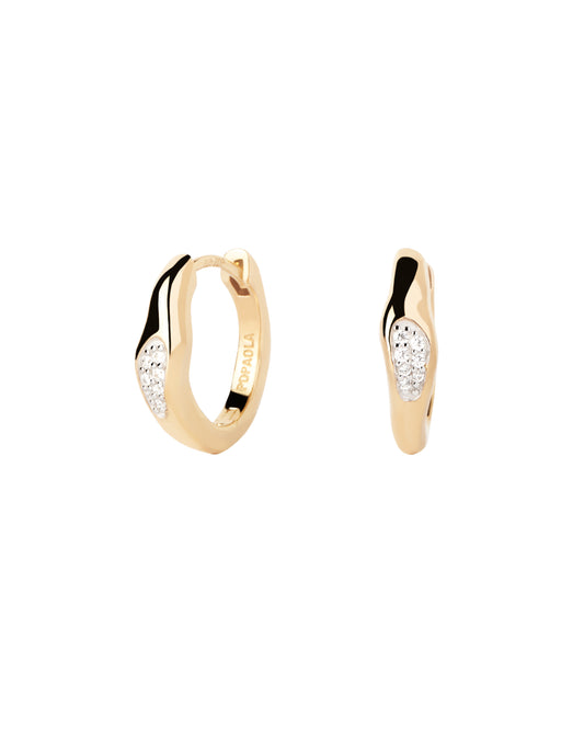 PDPAOLA Yellow Gold CZ Scalloped Hoops