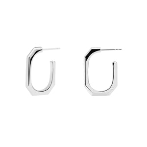 PDPAOLA Sterling Silver Signature Link Hoop Earrings