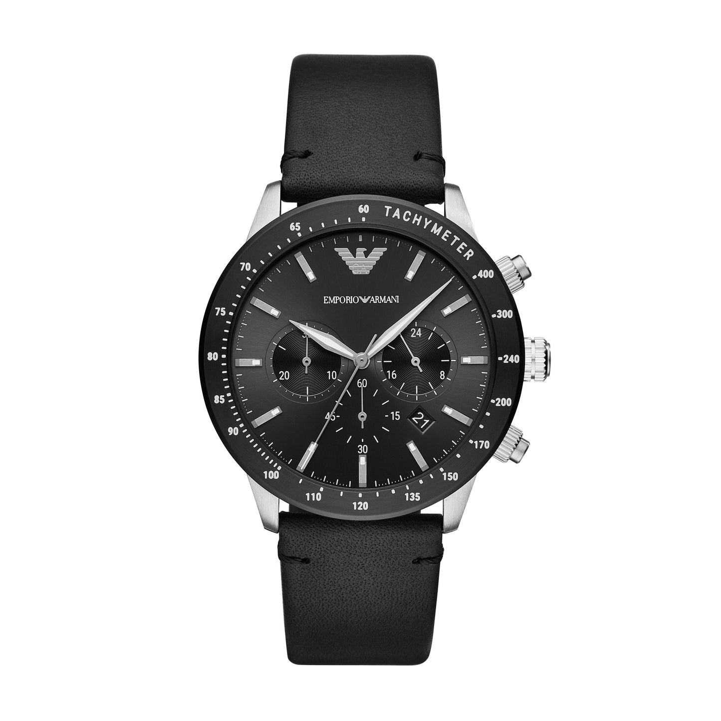 Emporio Armani 43mm Mario Chronograph Quartz Black Dial Strap Watch