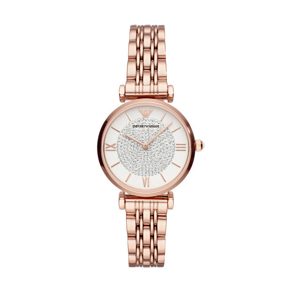 A image of Emporio Armani 32mm Gianni T-Bar Rose Tone CZ Link Watch