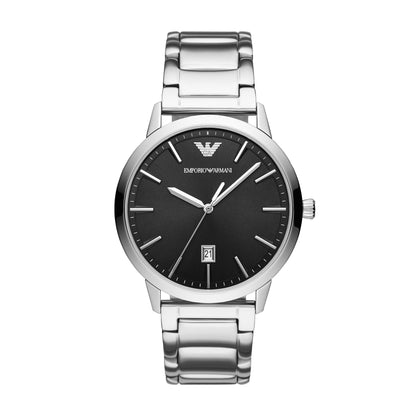 Emporio Armani 43mm Ruggero Black Dial Stainless Steel Watch