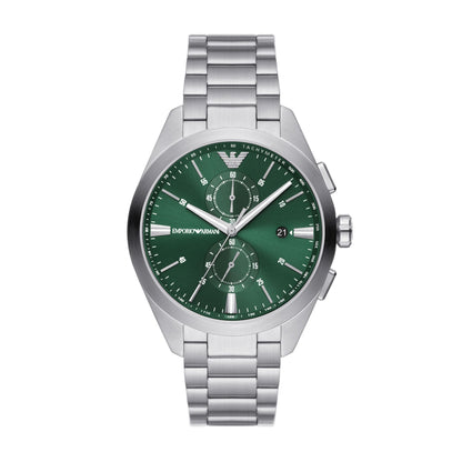 Emporio Armani 43mm Claudio Chronographic Green Dial Stainless Steel Watch