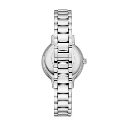 Emporio Armani 32mm Cleo CZ & Mother of Pearl Dial Steel Link Watch