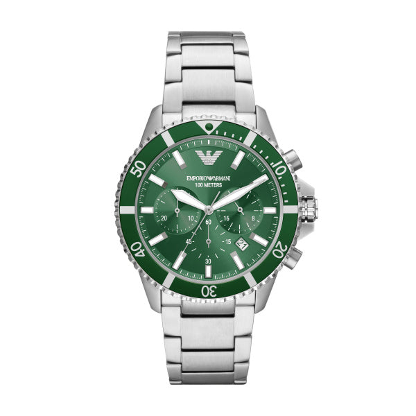 Emporio Armani 43mm Sea Explorer Green & Stainless Steel Watch