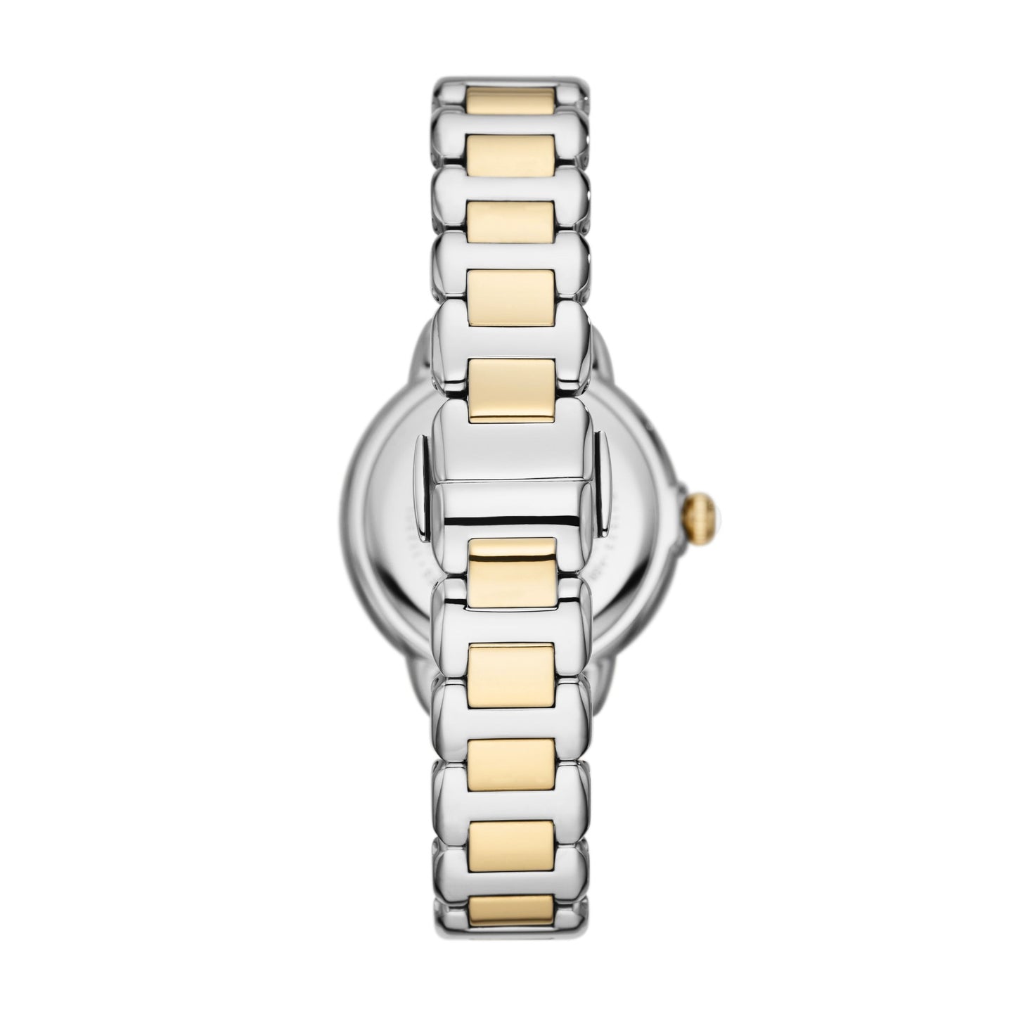 Emporio Armani 32mm Mia Two Tone CZ Mother of Pearl Link Watch