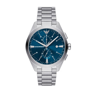 Emporio Armani 43mm Claudio Chronographic Blue Dial Steel Watch