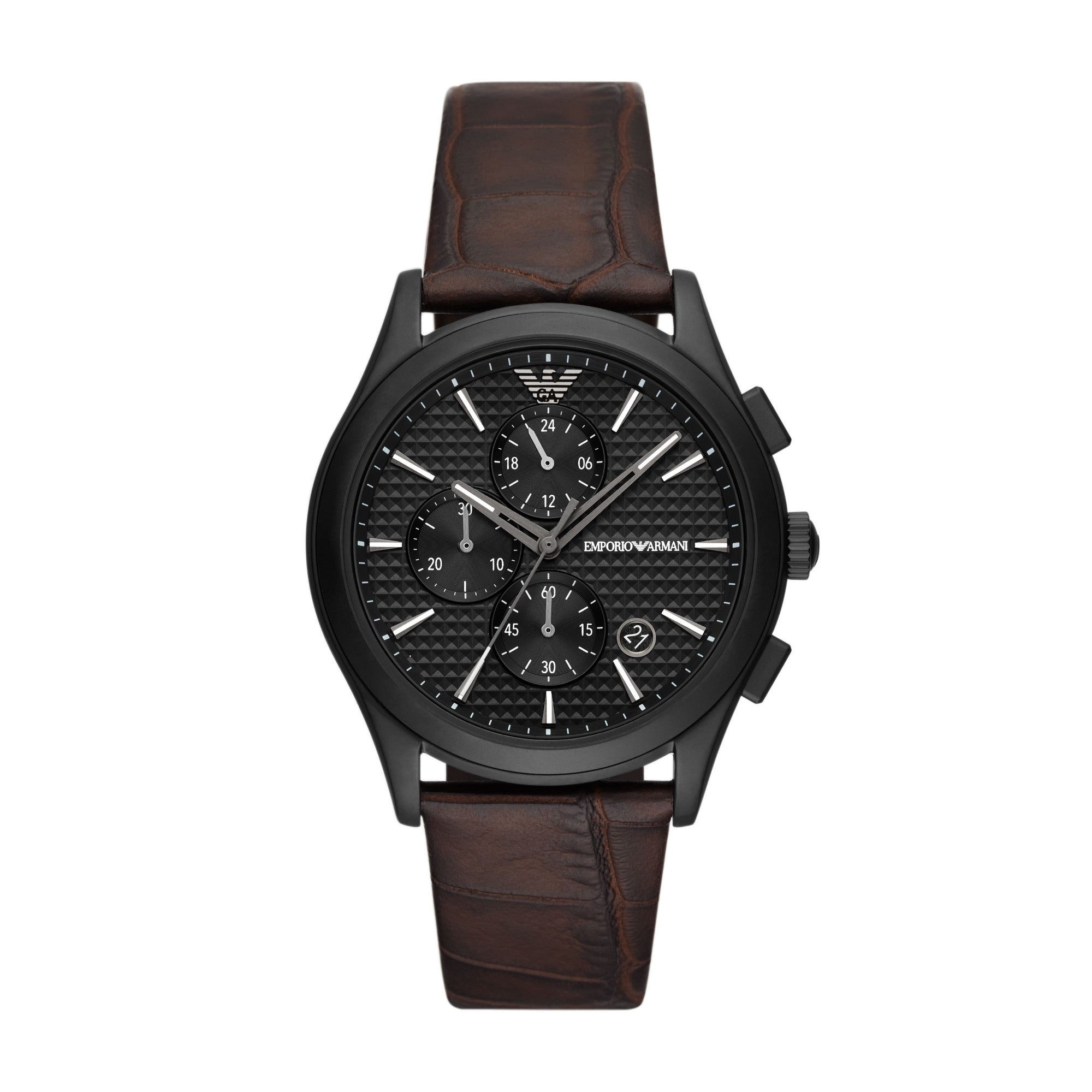 Giorgio Armani Emporio Quartz Chronograph Black Leather Watch, 46 mm |  Black leather watch, Black leather strap, Watches for men