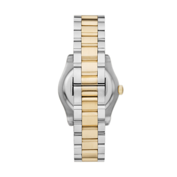 Emporio Armani 32mm Federica Two Tone Mother of Pearl CZ Link Watch