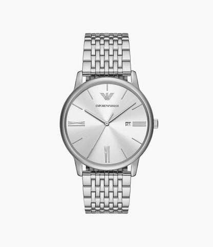 Emporio Armani 42mm Three-Hand Date Stainless Steel Watch