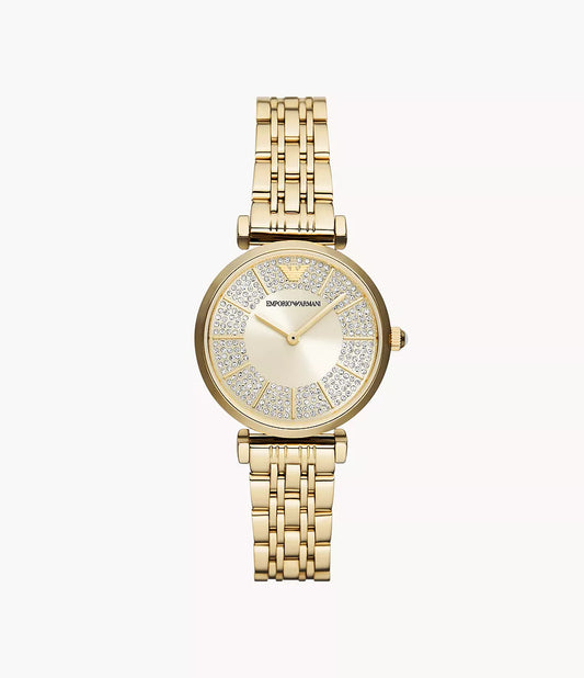 Emporio Armani 32mm Ladies Gianni Gold Plated Bracelet Watch