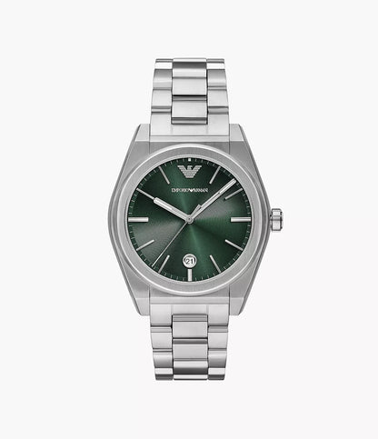 Emporio Armani 41mm Federico Green Dial Date Stainless Steel Watch