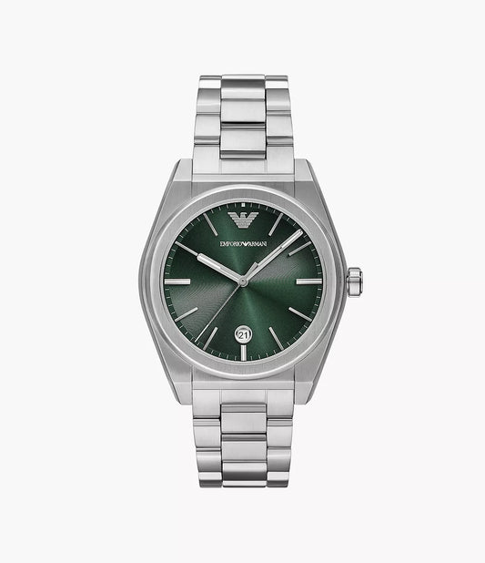 Emporio Armani 41mm Federico Green Dial Date Stainless Steel Watch
