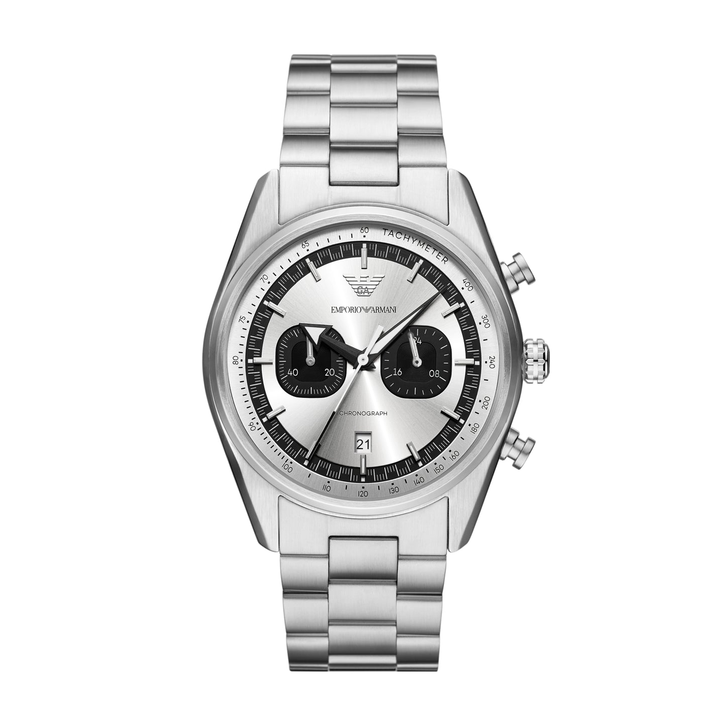 Emporio Armani 42mm Racer Chronographic Silver & Black Dial Watch