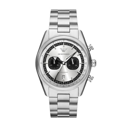 Emporio Armani 42mm Racer Chronographic Silver & Black Dial Watch