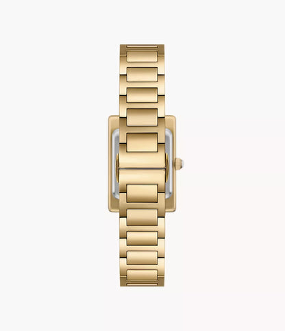 Emporio Armani 22mm Genni Rectangle Dial Gold Plated Link Watch