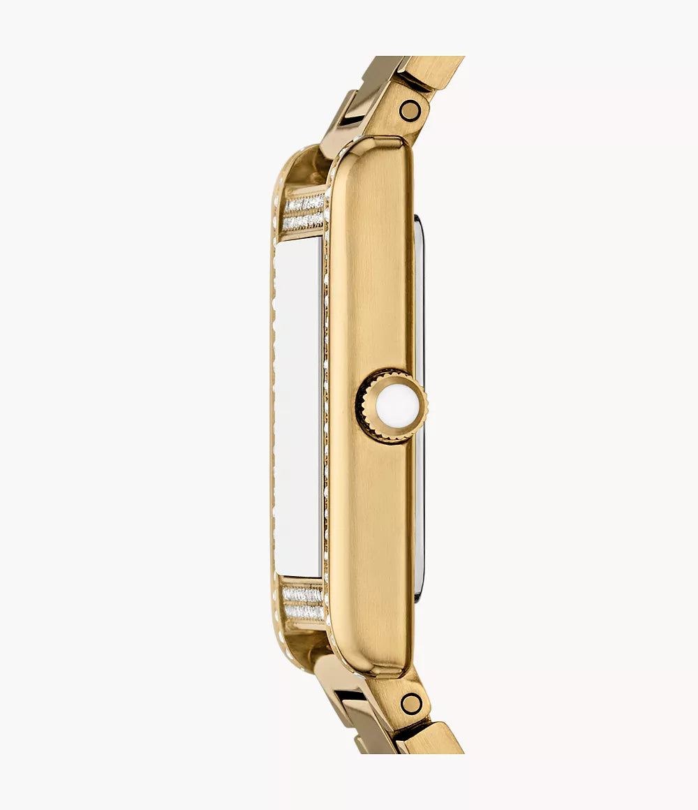 Emporio Armani 22mm Genni Rectangle Dial Gold Plated Link Watch
