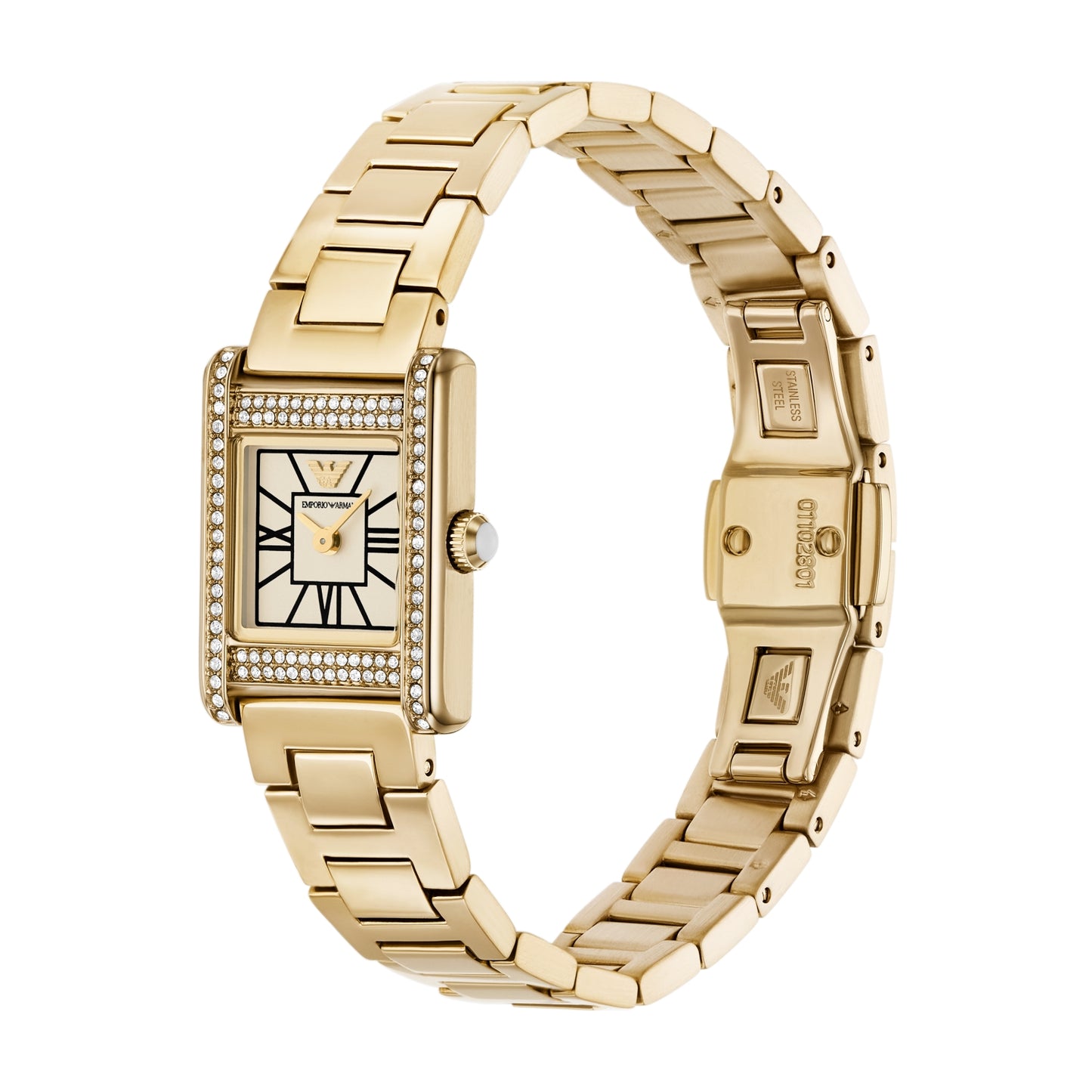 Emporio Armani 32mm Ladies Genni Gold Plated & CZ Bracelet Watch