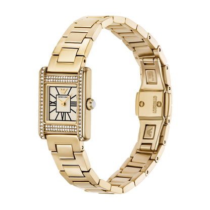 Emporio Armani 32mm Ladies Genni Gold Plated & CZ Bracelet Watch
