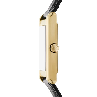 Emporio Armani 25mm Gino Yellow Gold Tone Two-Hand Date Leather Strap Watch