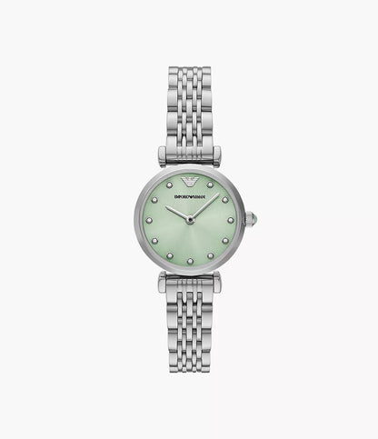 Emporio Armani 28mm Gianni T-Bar Green Dial Silver Link Watch