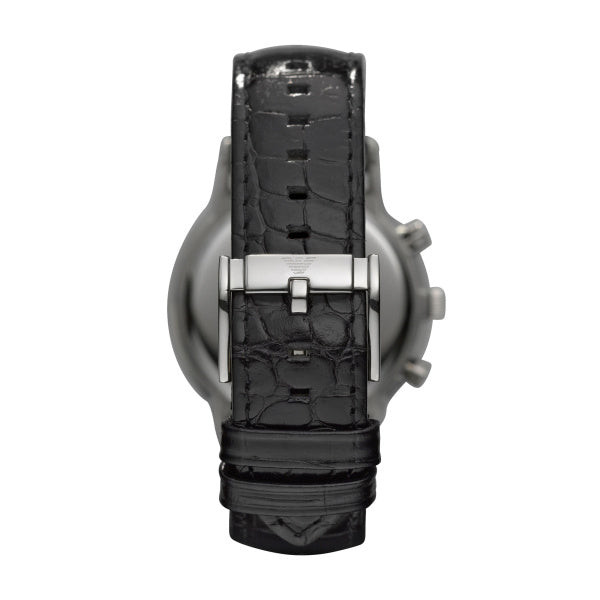 Emporio Armani 43mm Renato Chronographic Black Dial Leather Watch