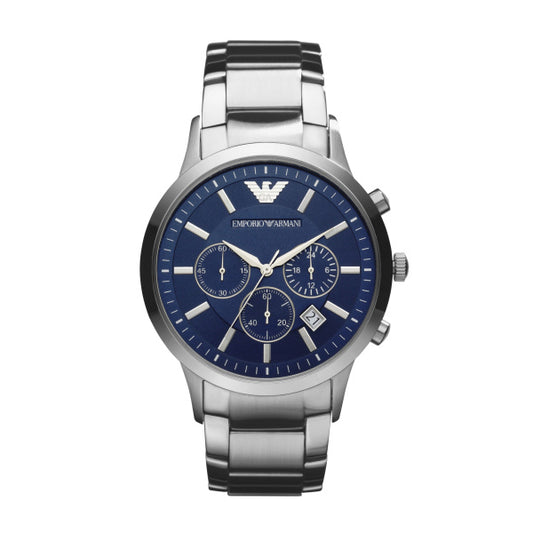 Emporio Armani 43mm Renato Chronographic Blue Dial Stainless Steel Watch