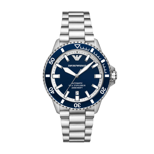 Emporio Armani 43mm Sea Explorer Navy & Stainless Steel Watch