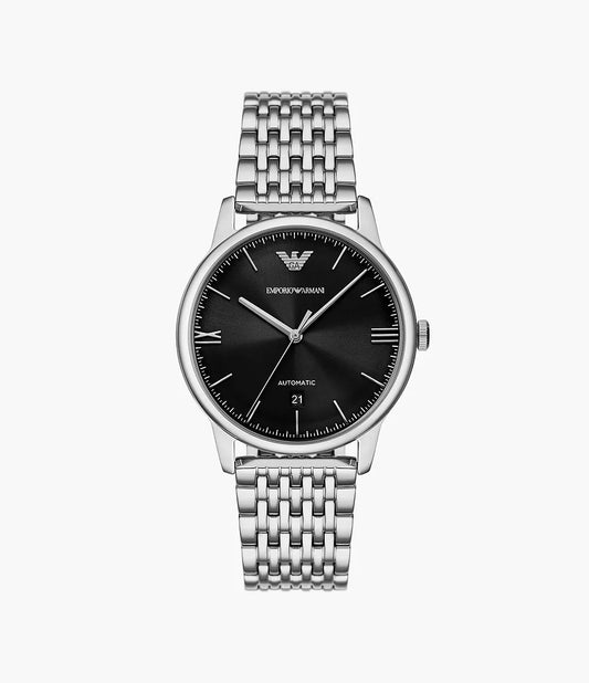 Emporio Armani 39mm Automatic Black Dial Stainless Steel Bracelet Watch