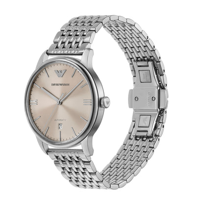 Emporio Armani 39mm Automatic White Dial Stainless Steel Bracelet Watch