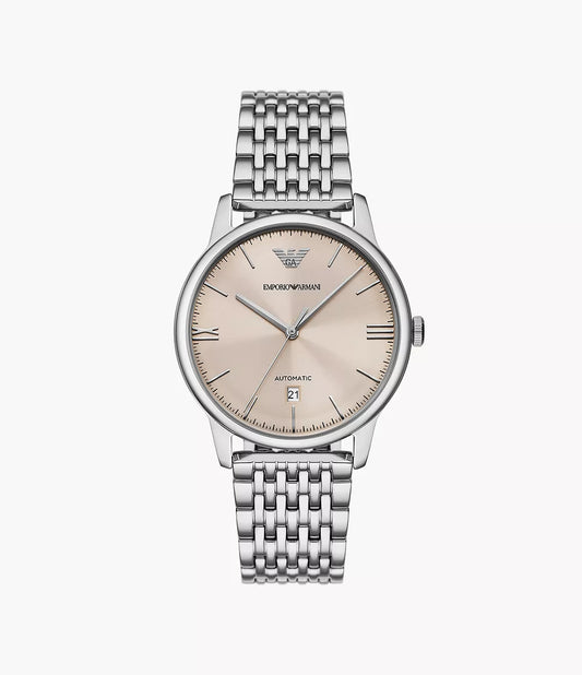 Emporio Armani 39mm Automatic White Dial Stainless Steel Bracelet Watch