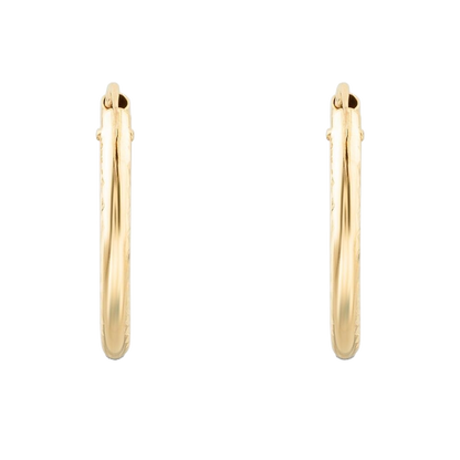 9ct Yellow Gold 15mm Diamond Cut Hoop Earrings