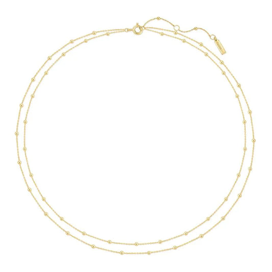 Ania Haie Yellow Gold Plate Double Chain Bead Necklace