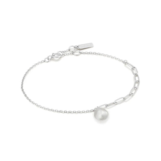 Ania Haie Rhoduim Plated Silver Pearl Chunky Bracelet