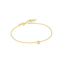 Load image into Gallery viewer, Ania Haie Yellow Gold Plate Padlock CZ Bracelet