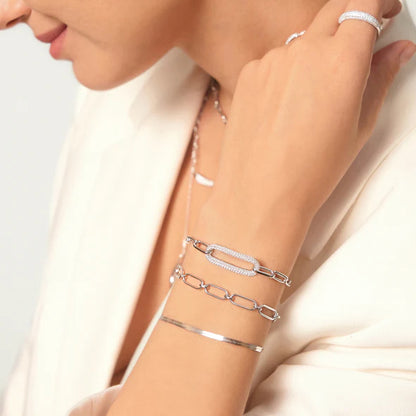 Ania Haie Rhoduim Plate Silver Chunky Chain Pavé CZ Bracelet